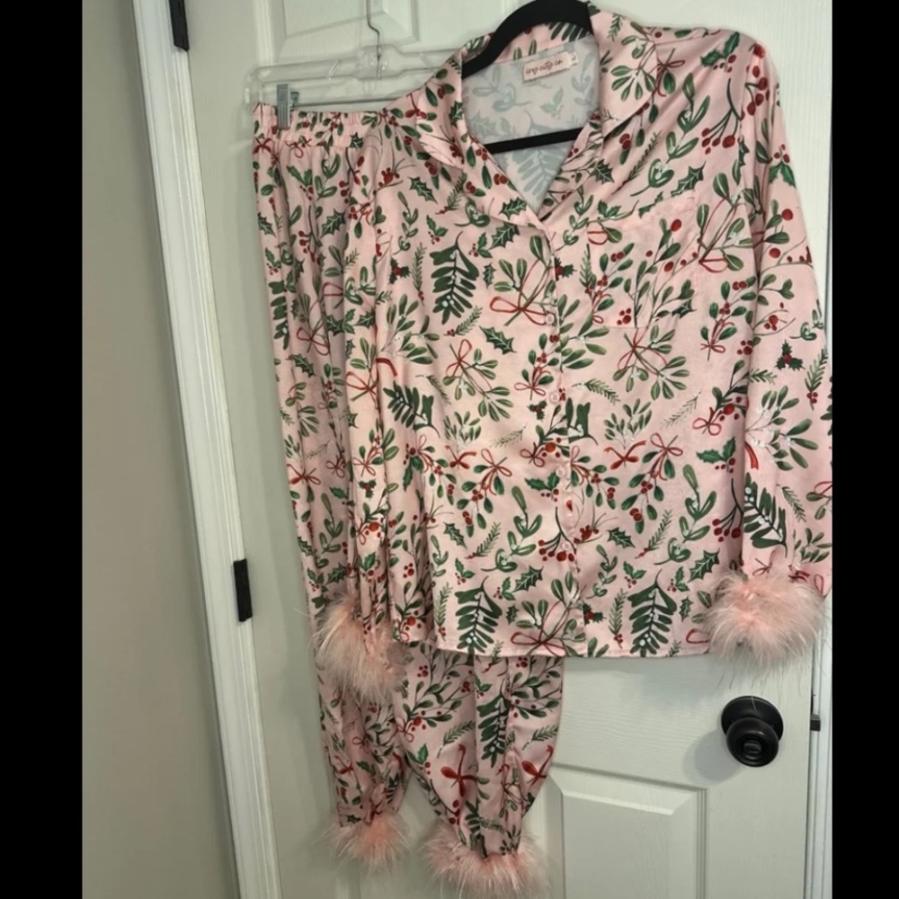 Ivy City Co Christmas Pajamas with Pink and Green Design